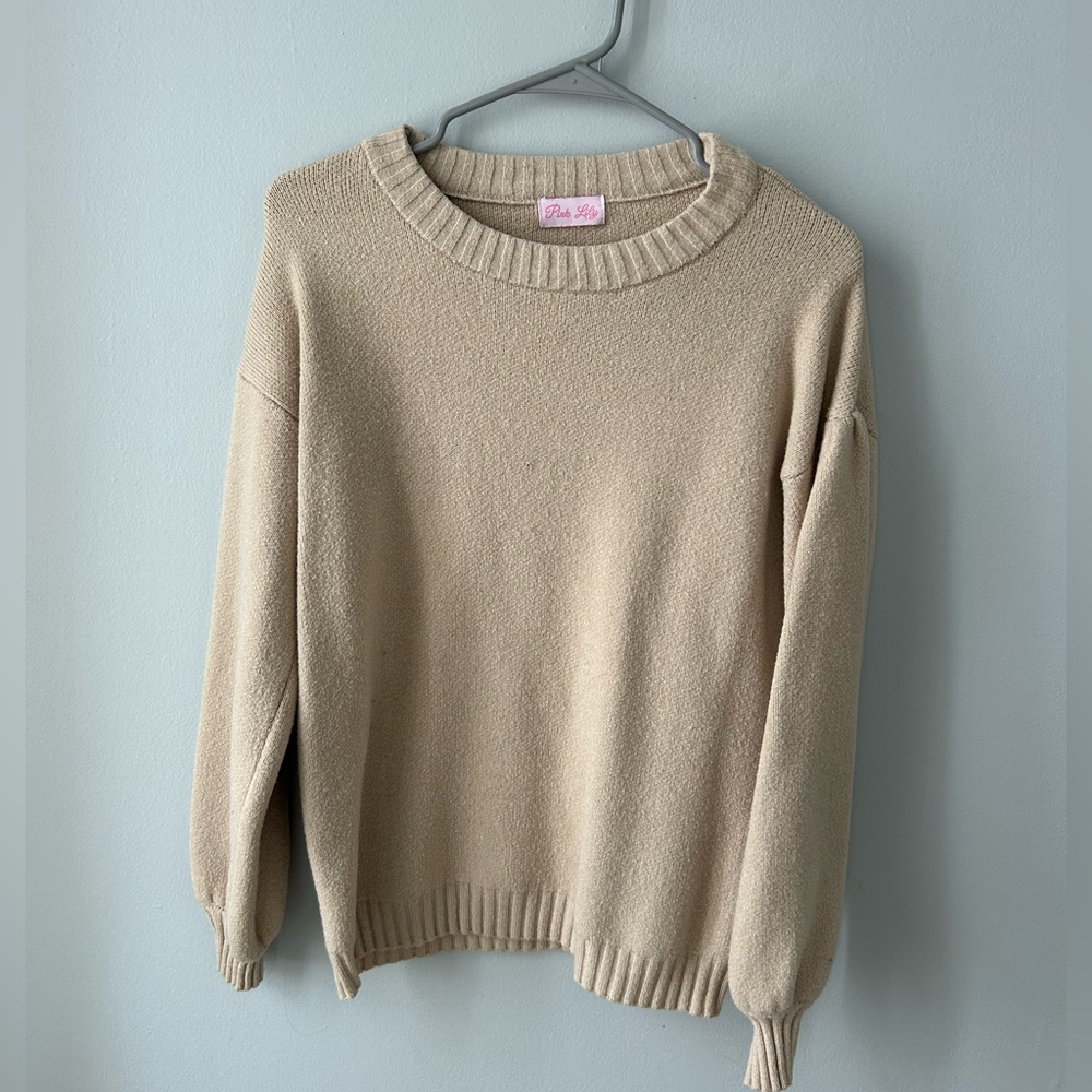 Pink Lily Classic Cream Sweater